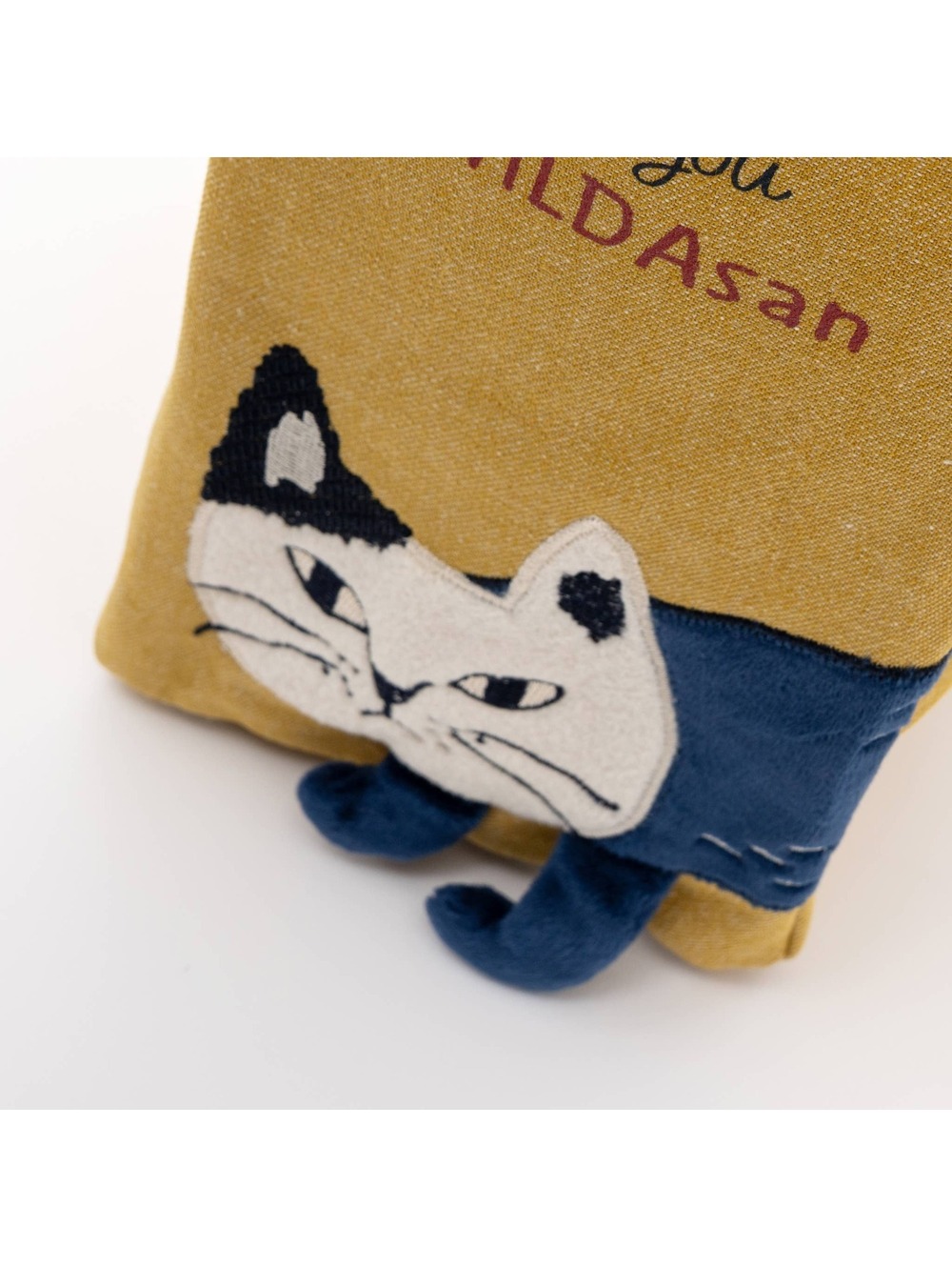Kusuguru Japan Embroidered Cat Small Tote Bag - Yellow - Picture 4 of 7